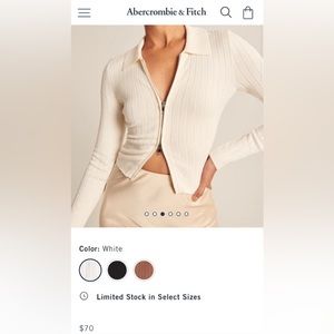 Abercrombie & Fitch White Ribbed Sweater